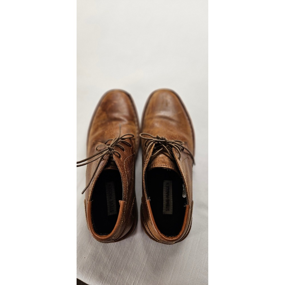 Steve Madden Harken 247 Mens Cognac Leather Chukka Boots Size 7 Brown Lace Up